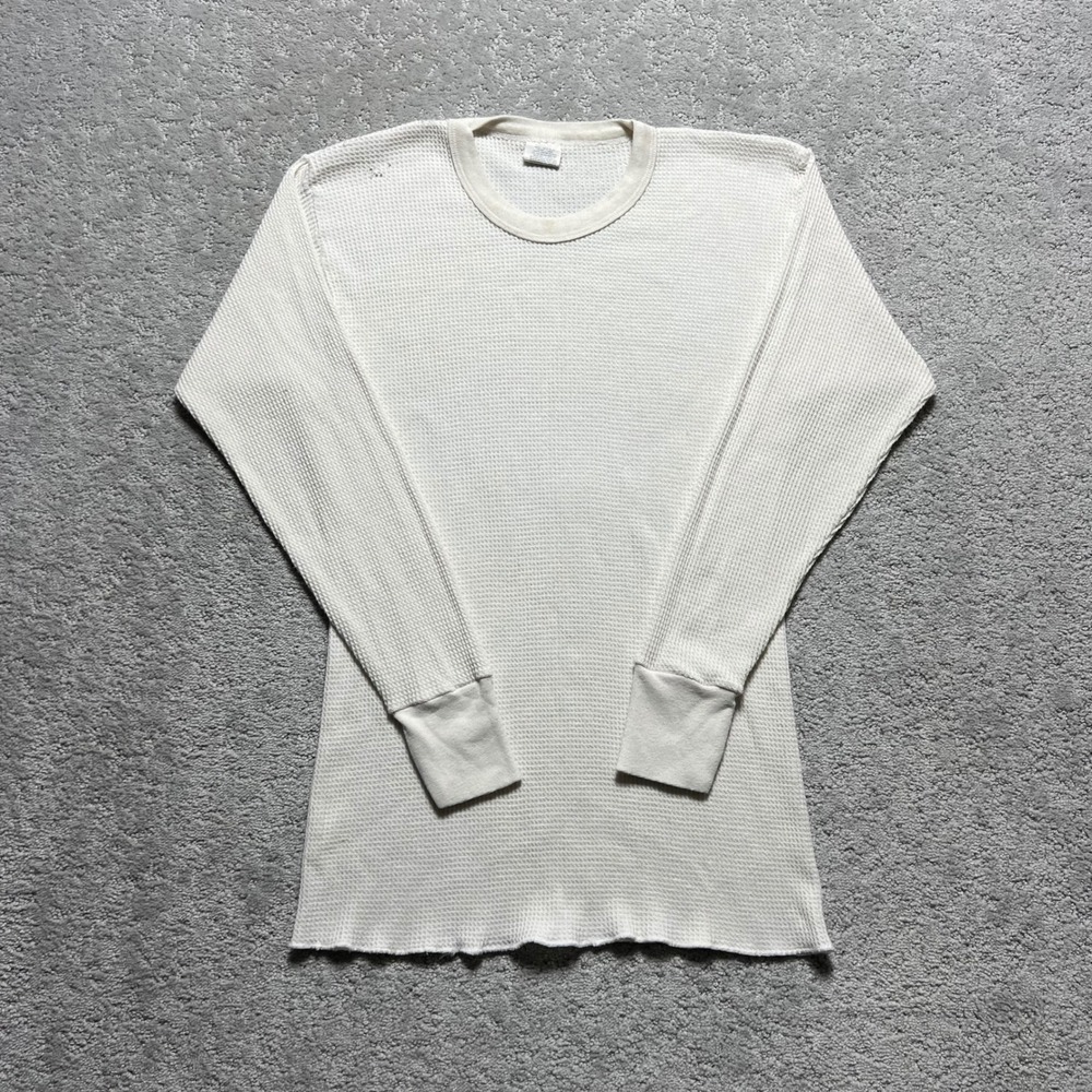 Indera Thermal Shirt Mens Large White Waffle Knit Long Sleeve Crewneck Layering